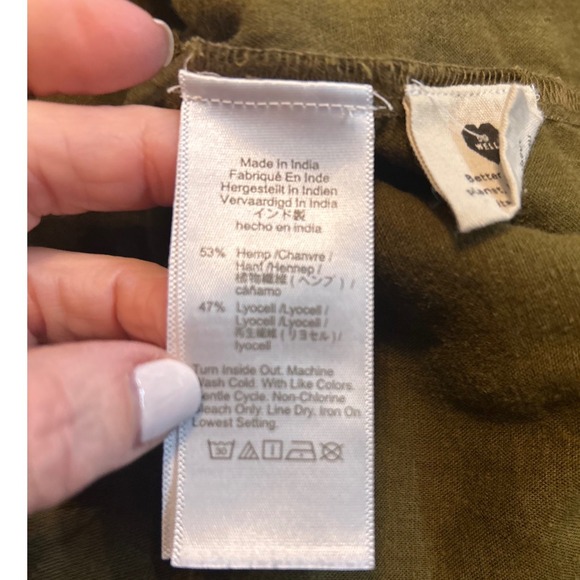 Madewell Tiered sz 16 Square neck Puff Midi Dress Quilted Hemp Olive Green NH112 - Picture 9 of 11